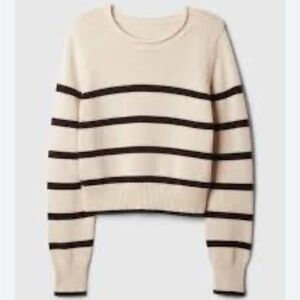 NWT GAP Shrunken Roll Neck Brown Striped Sweater